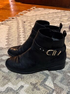 Women’s Black Ankle Boots with Buckle